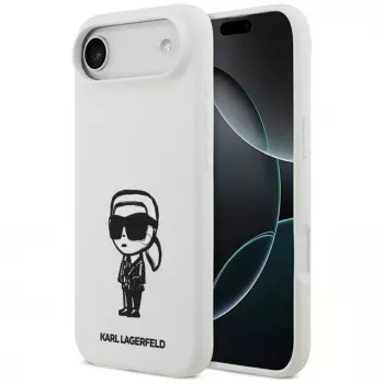 KARL LAGERFELD Silicone Case Karl Sketch & Logo MagSafe für iPhone 13 Pro Max Weiß