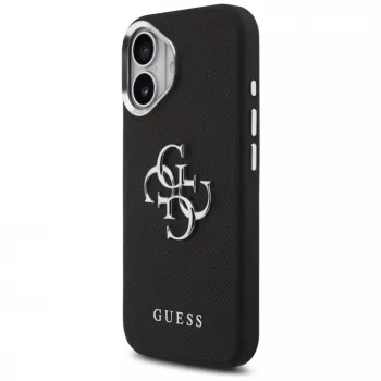 Guess Grained Big 4G Classic Logo Case für iPhone 17, Schwarz