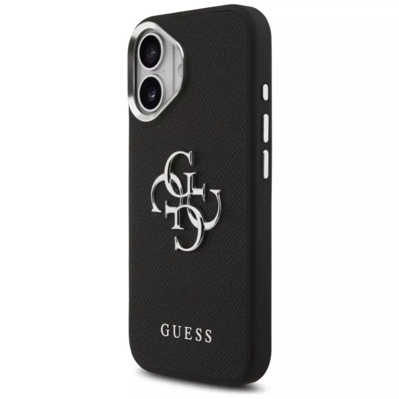 Guess Grained Big 4G Classic Logo Case für iPhone 17, Schwarz