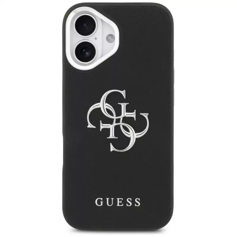 Guess Grained Big 4G Classic Logo Case für iPhone 17, Schwarz