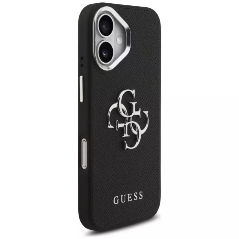 Guess Grained Big 4G Classic Logo Case für iPhone 17, Schwarz