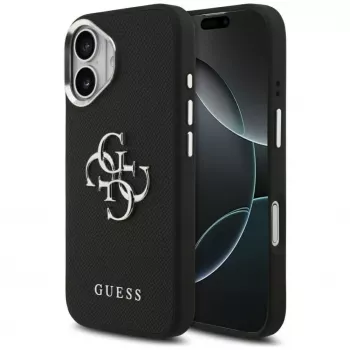 Guess Grained Big 4G Classic Logo Case für iPhone 17, Schwarz