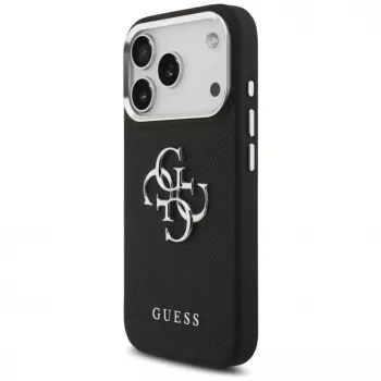 Guess Grained Big 4G Classic Logo Case für Apple iPhone 17 Pro, Schwarz
