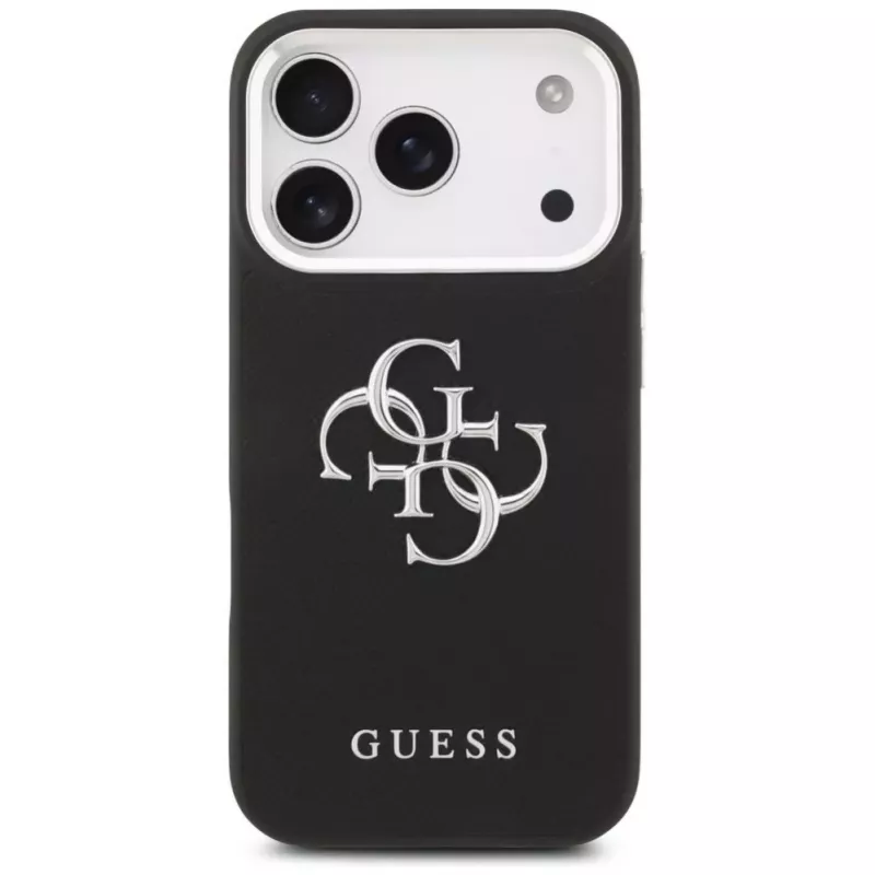 Guess Grained Big 4G Classic Logo Case für Apple iPhone 17 Pro, Schwarz