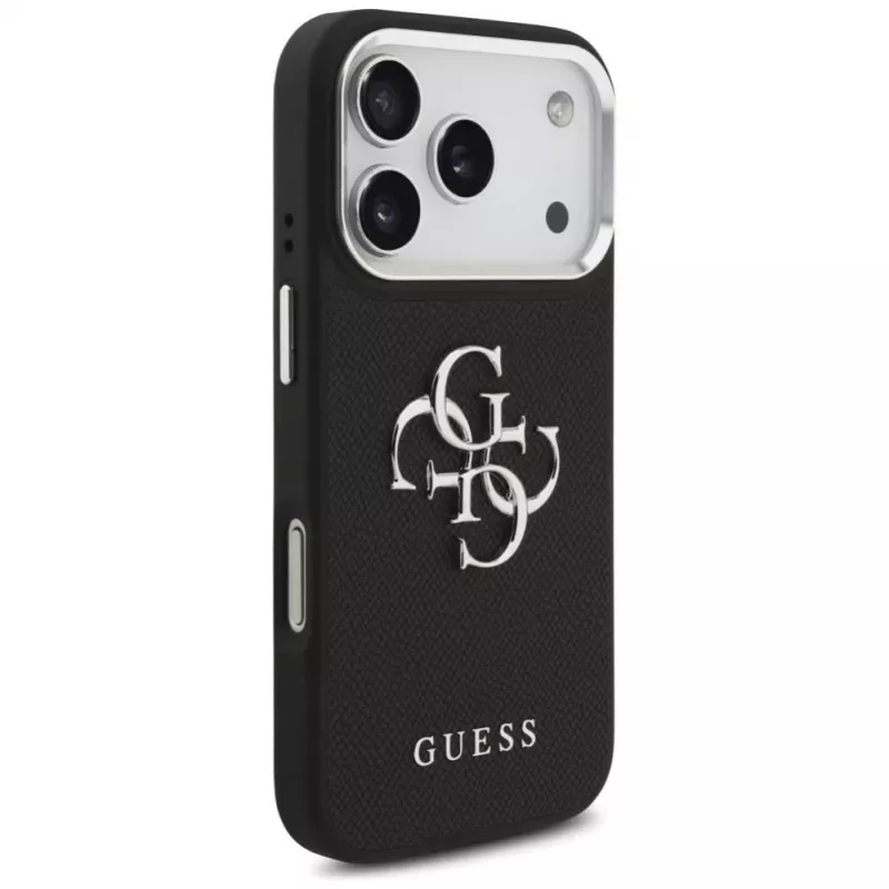 Guess Grained Big 4G Classic Logo Case für Apple iPhone 17 Pro, Schwarz