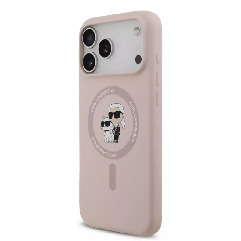KARL LAGERFELD Silicone Karl & Choupette Ring MagSafe Case für Apple iPhone 17 Pro Max, Pink