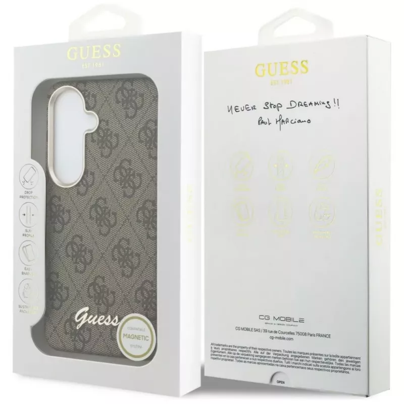 Guess 4G Script MagSafe Case für Samsung Galaxy S26 (Braun)