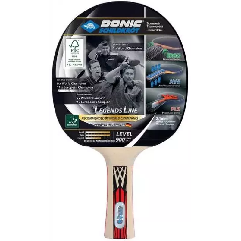 Donic Schildkröt Legends 900 Tischtennisschläger Schwarz/Rot Holz