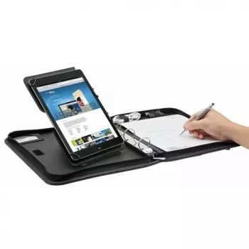 WEDO Organizer ELEGANCE - Reißverschluss-Etui für Tablet - Kunstleder, strukturiertes Nylon - Schwarz - 10,5
