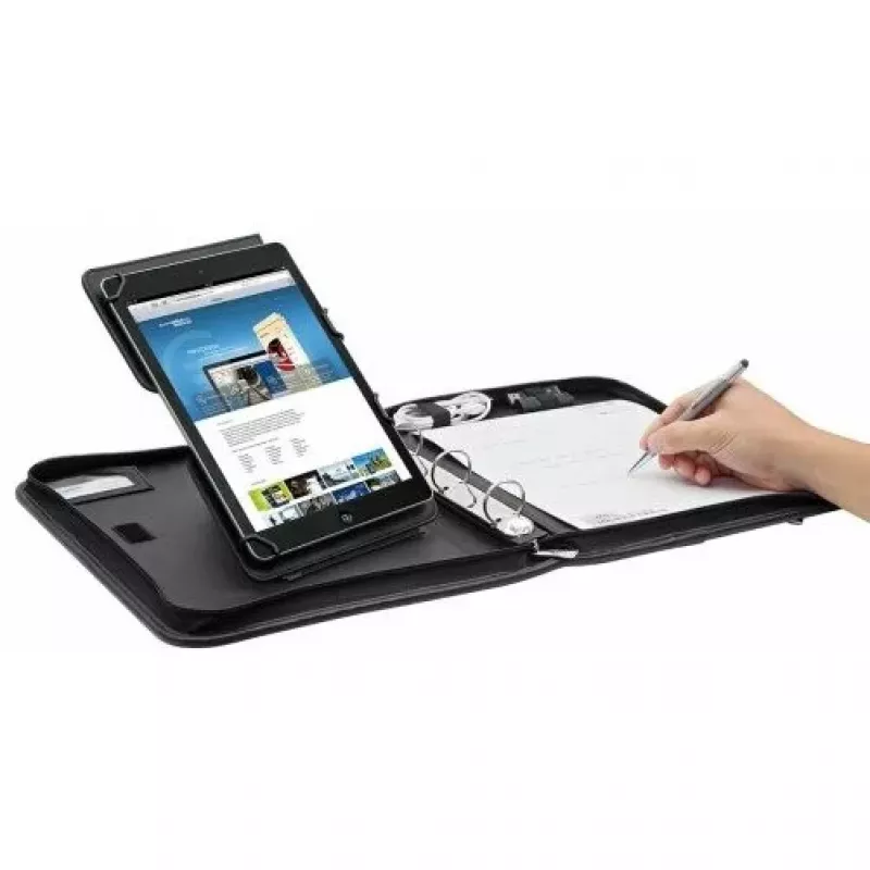 WEDO Organizer ELEGANCE - Reißverschluss-Etui für Tablet - Kunstleder, strukturiertes Nylon - Schwarz - 10,5