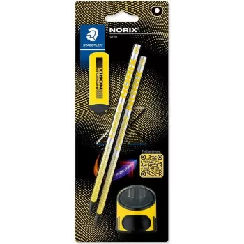 STAEDTLER Noris 181 Bleistiftset HB mit Radiergummi und Anspitzer Schwarz/Gelb (2er-Pack)