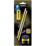 STAEDTLER Noris 181 Bleistiftset HB mit Radiergummi und Anspitzer Schwarz/Gelb (2er-Pack)