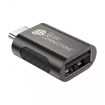 GoodConnections USB 3.2 Gen 1 / USB 3.0 Adapter USB-C Stecker auf USB-A Buchse, verchromtes Metallgehäuse, Anthrazit, 3er-Pack