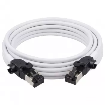 Synergy21 Patchkabel RJ45, CAT6A 500MHz, 2m, Weiß, S/FTP, Slimline Rund d=4,5mm, TPE/LSZH (Superflex), AWG28, mit CAT7-Rohstecker, drehbarer Stecker