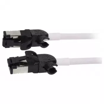 Synergy21 Patchkabel RJ45, CAT6A 500MHz, 5m, Weiß, S/FTP, Slimline Rund d=4,5mm, TPE/LSZH (Superflex), AWG28, mit CAT7-Rohkabel, drehbarer Stecker