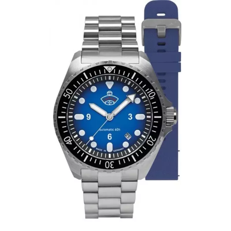 Ruhla 1929 NVA Kommando 4960M-3 SET Automatikuhr 40mm schwarzes Zifferblatt Leder- & NATO-Armband