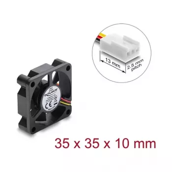 Delock Axiallüfter 12 V DC, 35 x 35 x 10 mm Schwarz