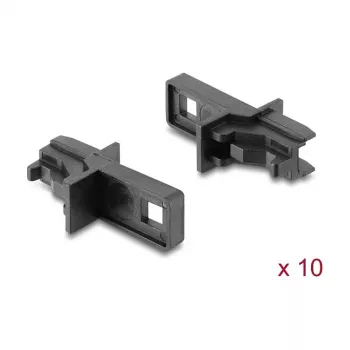 DELOCK Staubschutz für E2000 Simplex Buchse, 10 Stück, Schwarz