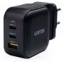 UNITEK GaN 66W 3-Port USB-C PD & QC 3.0 Charger Black