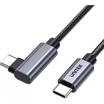 UNITEK USB-C Kabel 90° abgewinkelt PD 100W 2m Schwarz