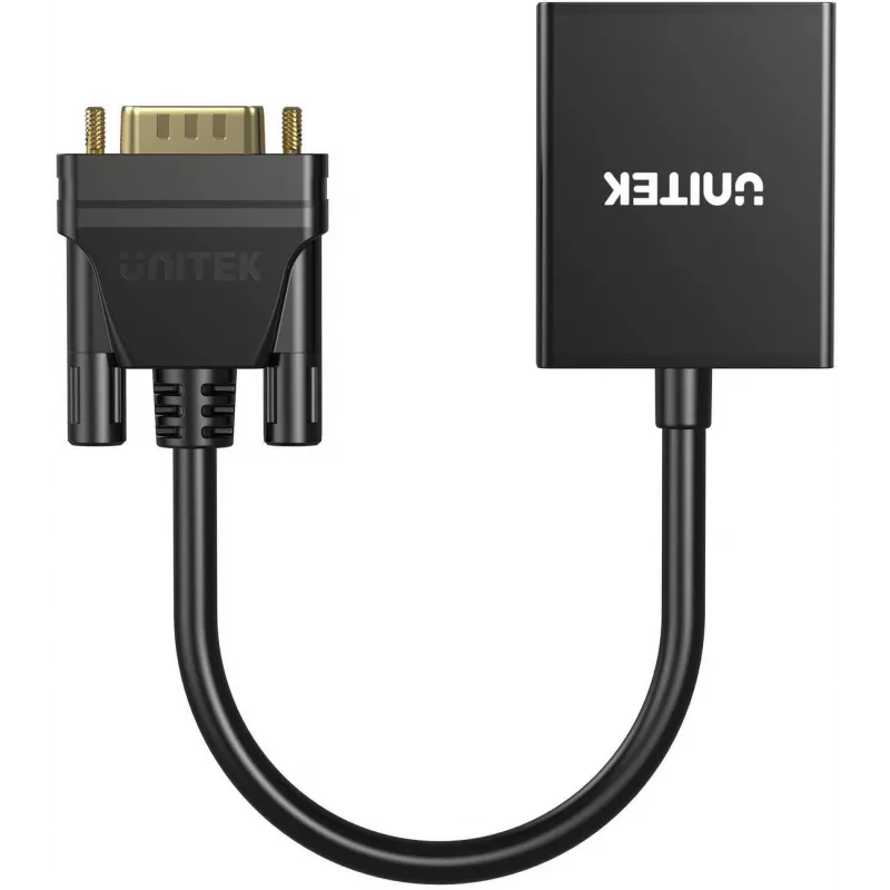 UNITEK VGA-zu-HDMI-Adapter Full HD 1080p Schwarz 15cm