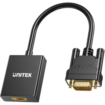 UNITEK VGA-zu-HDMI-Adapter Full HD 1080p Schwarz 15cm