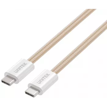UNITEK Magnetisch aufrollbares geflochtenes USB-C auf USB-C Kabel 100W PD 1m Beige