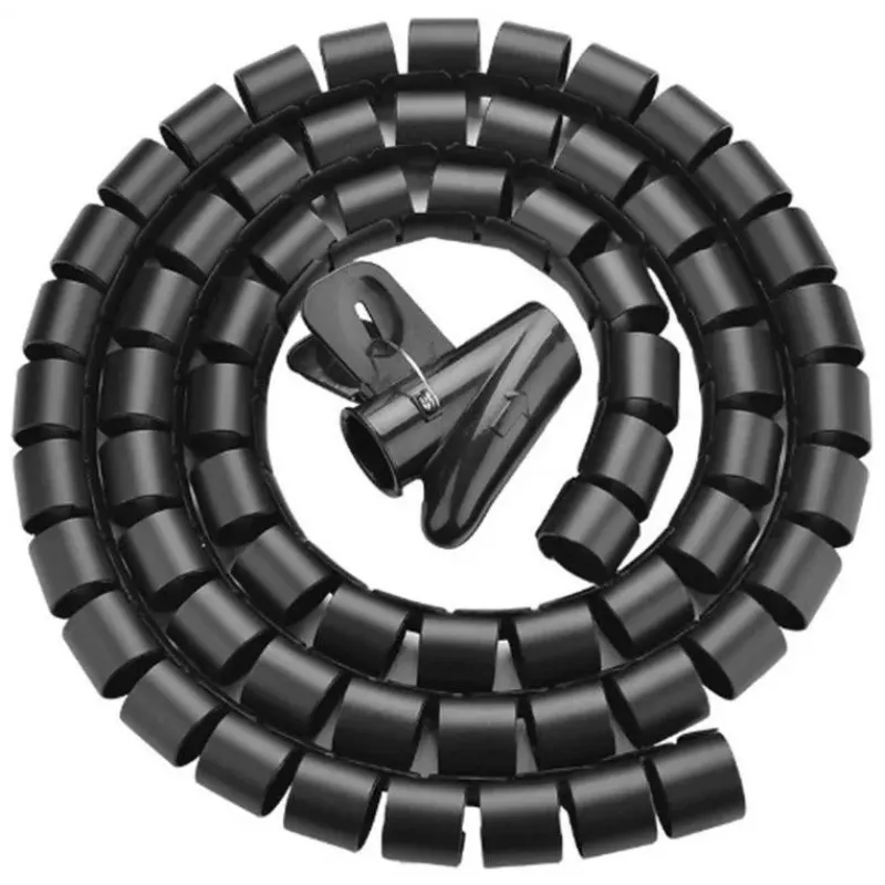 UNITEK Spiralkabel-Organizer, 50 m, 22 mm Durchmesser, Schwarz
