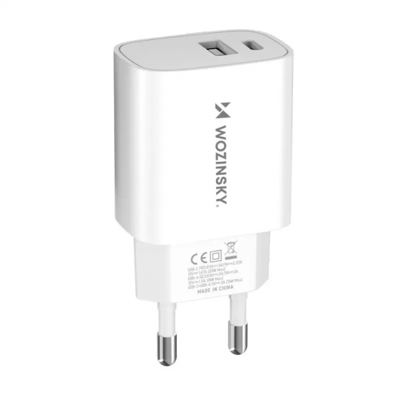 Wozinsky WGWCW 20W USB-A USB-C Netzteil - Weiß