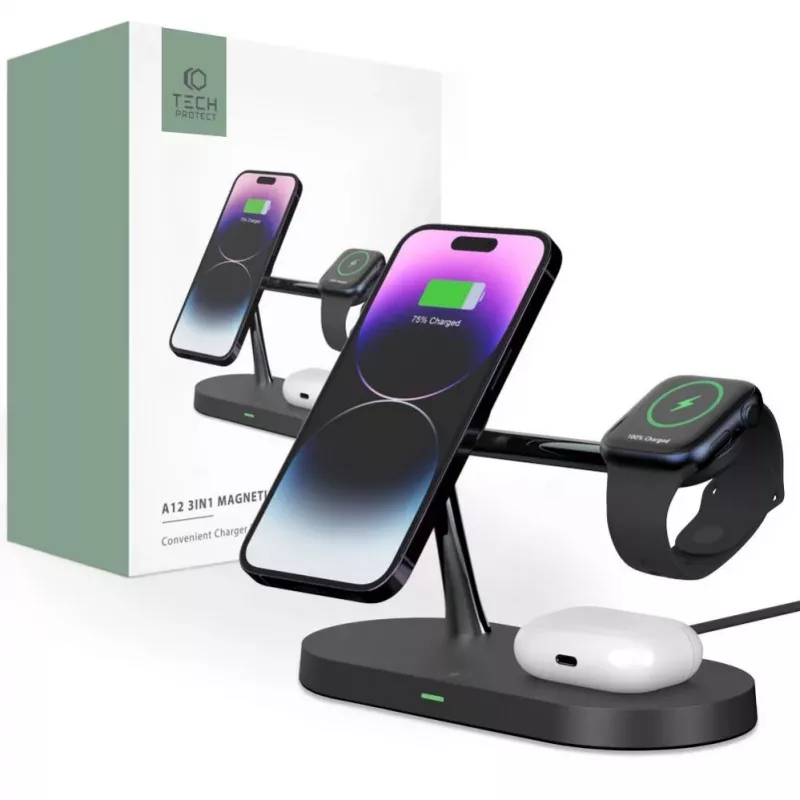 Tech-Protect A12 3in1 MagSafe Wireless Charger Black