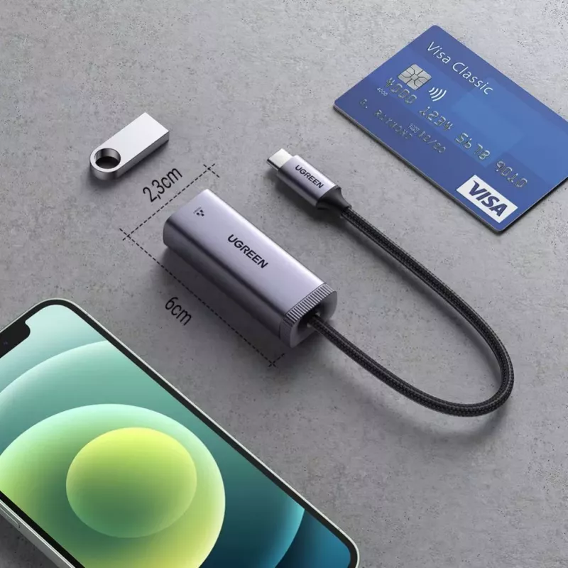 UGREEN USB-C auf RJ45 Gigabit Ethernet Adapter (Grau) - 40322 CM483