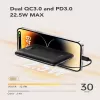 VEGER Powerbank C11 (W1170) PD QC3.0 22,5 W 10000 mAh mit integrierten USB-C- und Lightning-Kabeln, Schwarz
