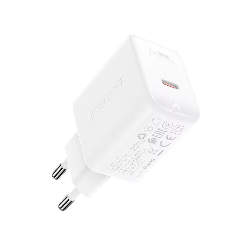 ACEFAST GaN USB-C Ladegerät 30W PD QC 3.0 AFC FCP Weiß (A21)