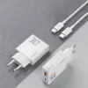Dudao A30EU GaN 30W USB-C USB-A Wandladegerät mit USB-C auf USB-C Kabel 1m Weiß