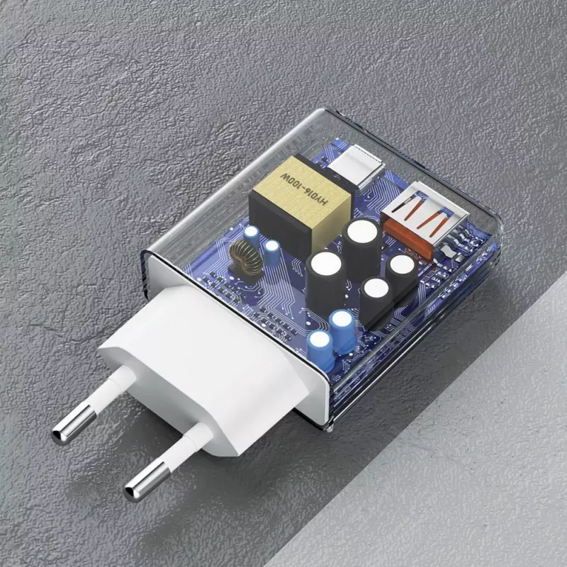 Dudao A30EU GaN 30W USB-C USB-A Wandladegerät mit USB-C auf USB-C Kabel 1m Weiß