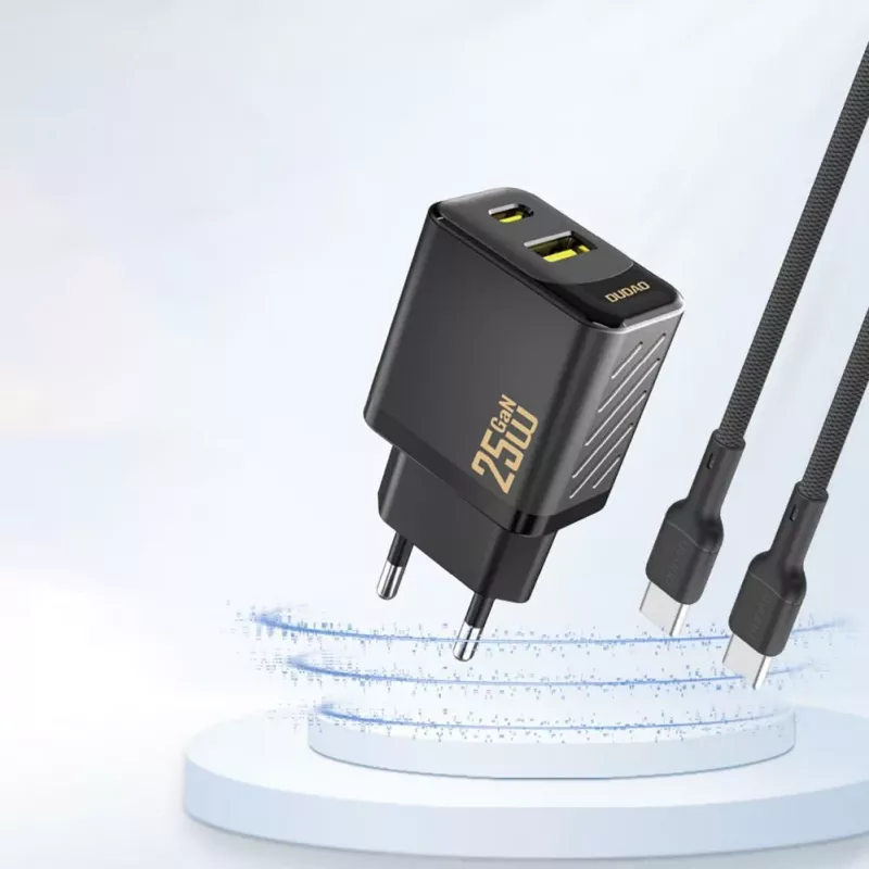 Dudao A26T GaN 25W USB-A, USB-C Charger - Schwarz