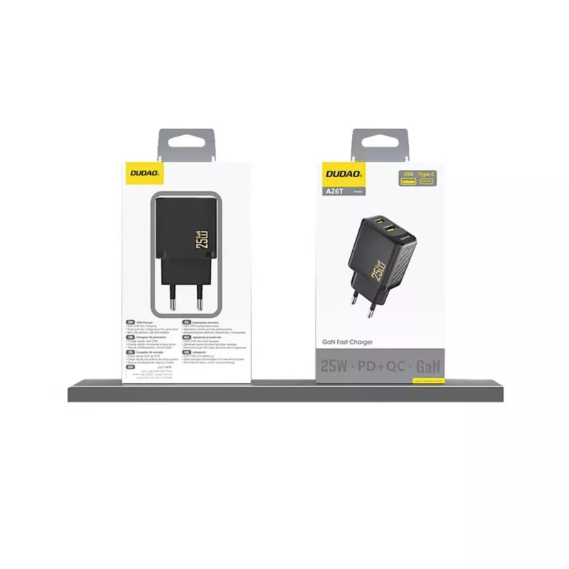 Dudao A26T GaN 25W USB-A, USB-C Charger - Schwarz