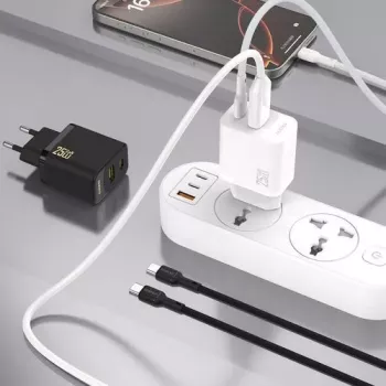 Dudao A26TCEU PD QC 25W GaN USB-A USB-C Netzteil mit USB-C Kabel Schwarz