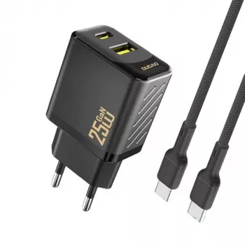 Dudao A26TCEU PD QC 25W GaN USB-A USB-C Netzteil mit USB-C Kabel Schwarz