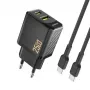 Dudao A26TCEU PD QC 25W GaN USB-A USB-C Netzteil mit USB-C Kabel Schwarz
