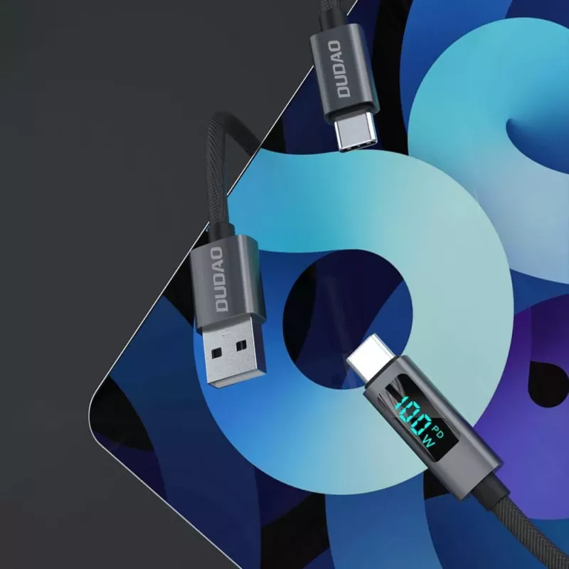 Dudao L7C USB-C auf USB-C 100W Kabel mit LED-Anzeige 1m - Schwarz