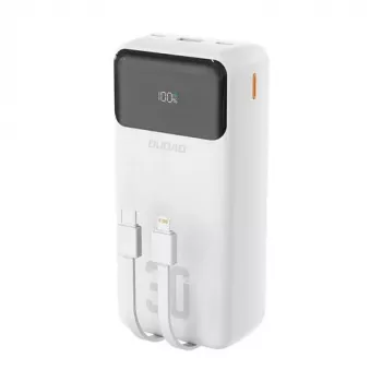 Dudao K15Max 30000mAh PD 22.5W Powerbank mit USB-C- und Lightning-Kabeln Weiß