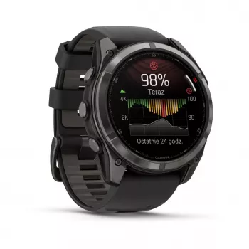 Garmin fenix 8 Pro 51 mm MicroLED Sapphire Carbon Grey DLC Titanium mit schwarzem/pebblegrauem Silikonarmband