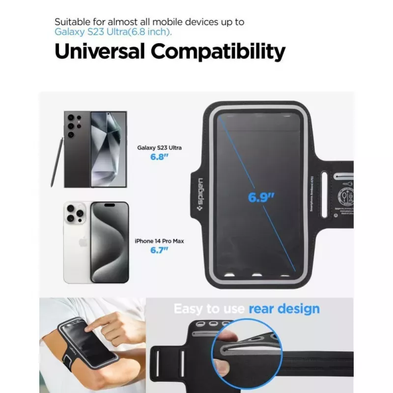 Spigen A703 Dynamic Shield Armband 6,9 inch - Schwarz