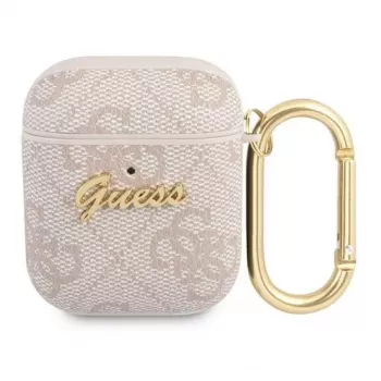 Guess Apple AirPods 1/2 Hülle 4G Script Metal Collection Pink