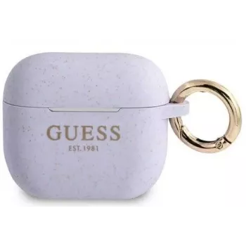 Guess Apple AirPods 3 Hülle Silikon Glitzer Lila