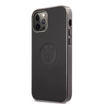 BMW Apple iPhone 12/12 Pro 6,1 inch Signature Leather Embossed Logo Hard Case Schwarz