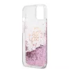 Guess iPhone 13 Mini Liquid Glitter Hülle Pink Transparent