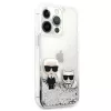Karl Lagerfeld Apple iPhone 13 Pro Liquid Glitter Choupette Case Silver