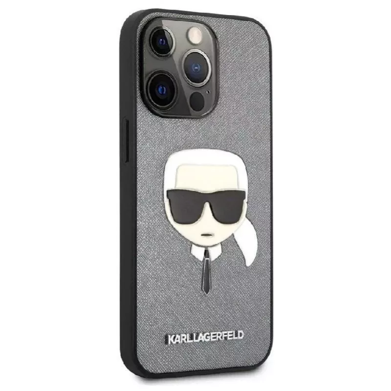 Karl Lagerfeld Apple iPhone 13 Pro Saffiano Karl Head Case Silber